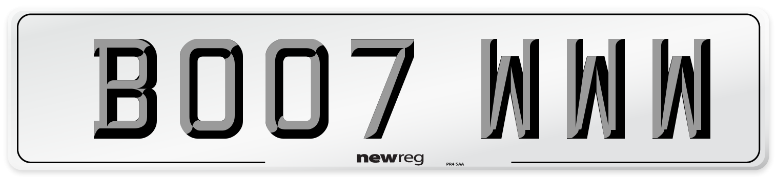 BO07 WWW Number Plate from New Reg